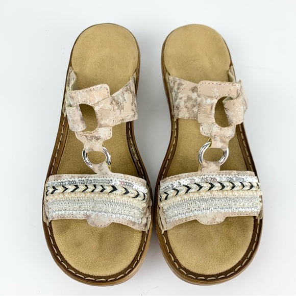 Rieker Regina Slip On Beaded Rose Boho Slide Sandals Comfort 40 - Picture 5 of 11